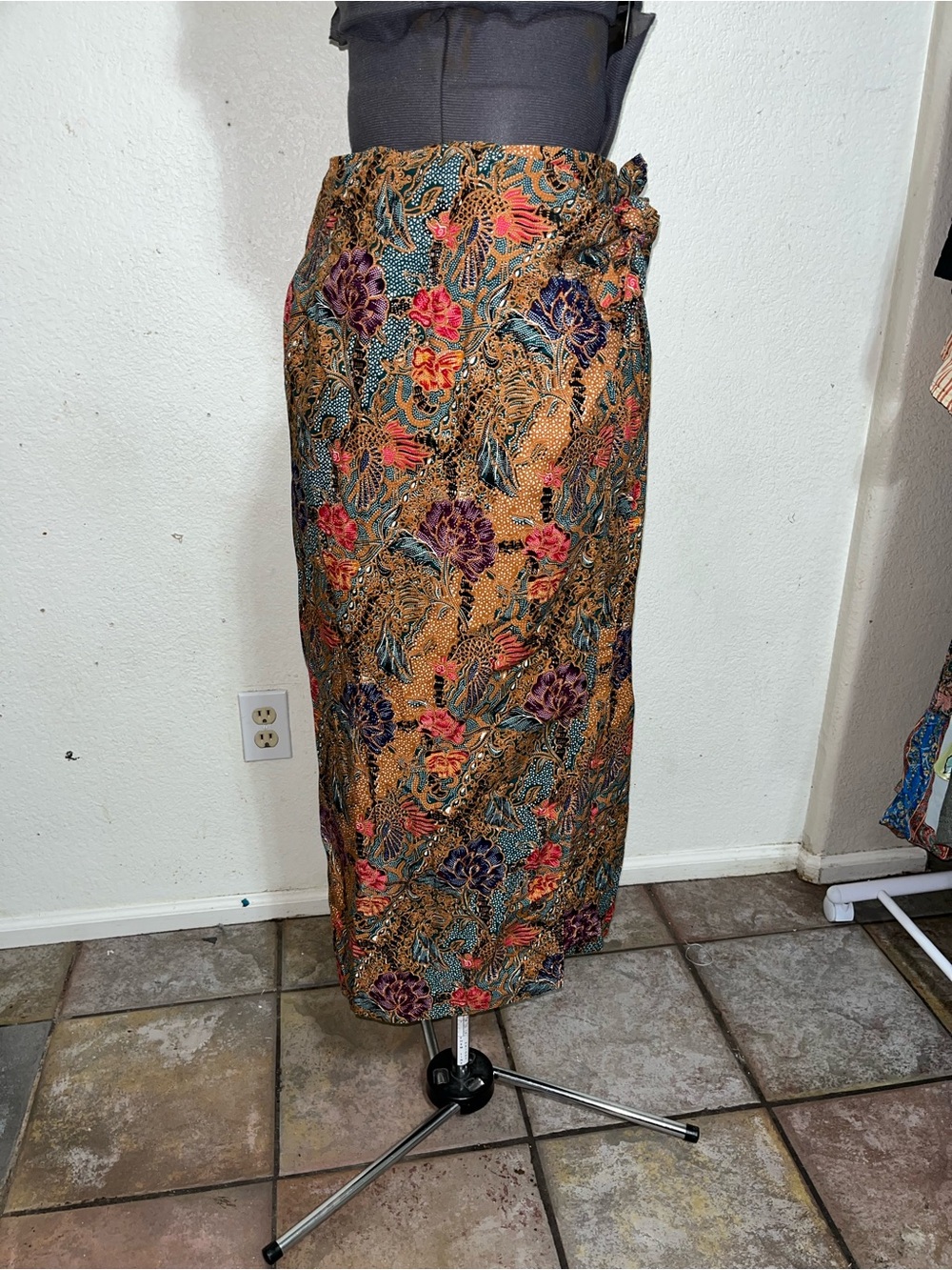 Rafferty Sport Maxi Wrap Skirt with Teal, Purple & Coral Floral Print